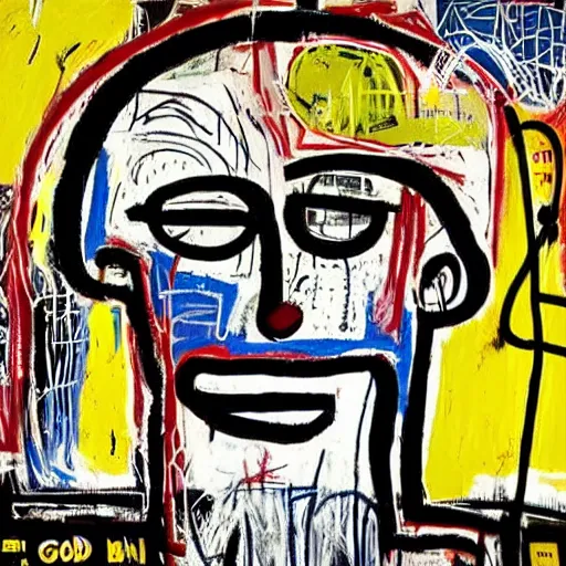 Image similar to God is a homeless man riding the subway by Jean Michel Basquiat