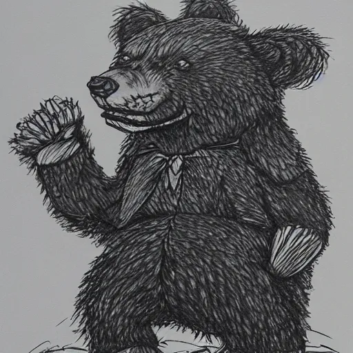 Prompt: frazzled bear by Jim Lee