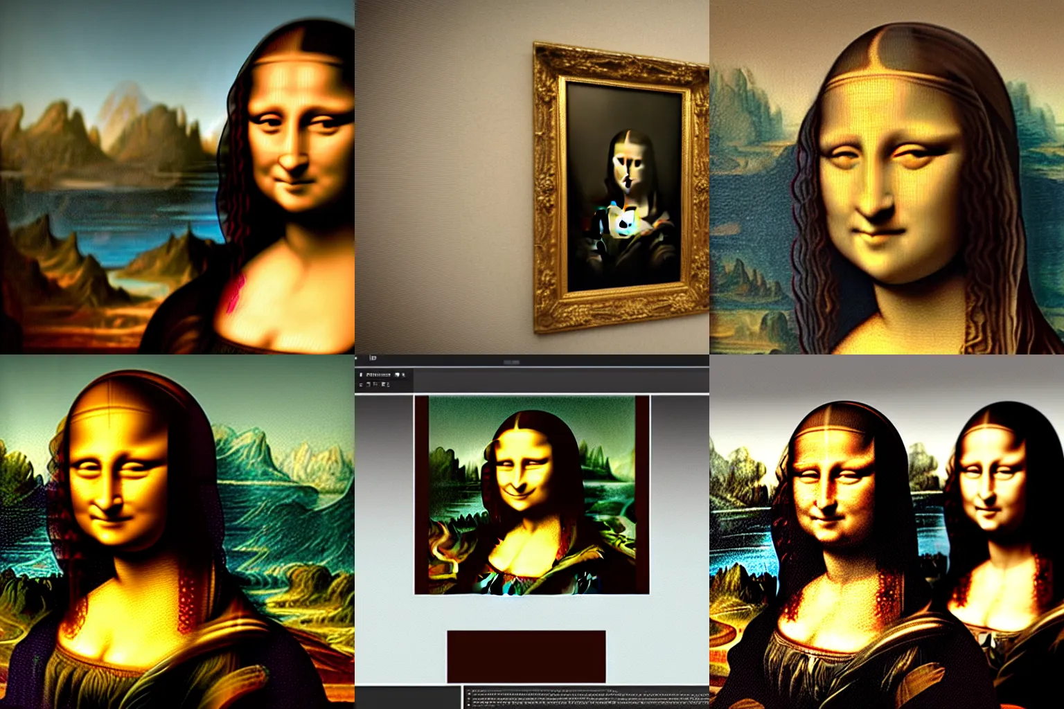 Prompt: the mona lisa in 3d unreal engine 4 4k upscale