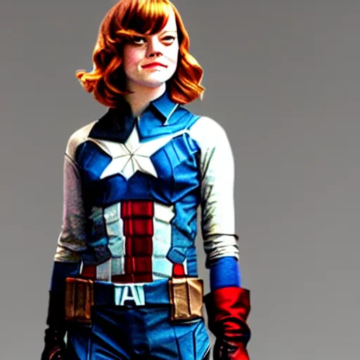 Image similar to Emma Stone as captain America