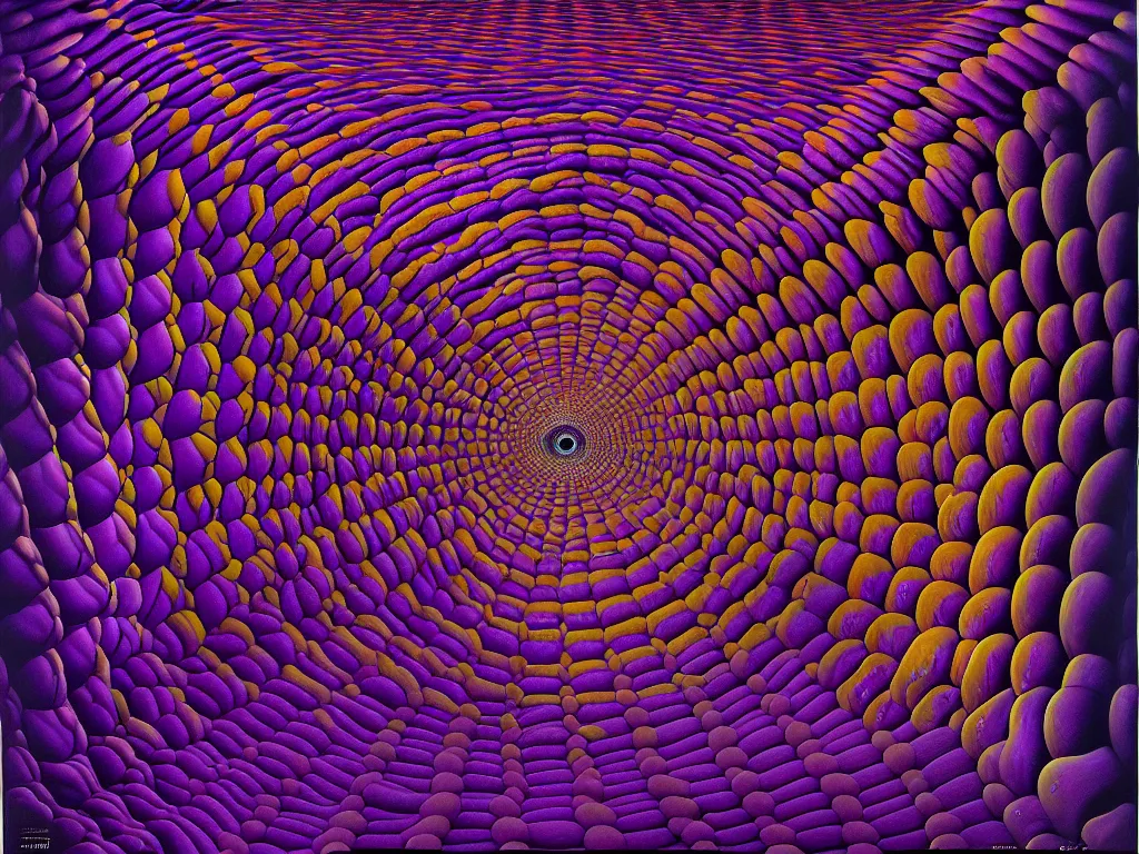 Image similar to hyper realistic painting by chuck close and simon bisley, basil wolverton, depth perception, cinematic horror, kaleidoscopic, dramatic lighting, brightly lit purple room, a web made of snakes