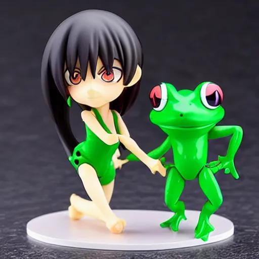 Image similar to Figma figurine of a frog anime girl