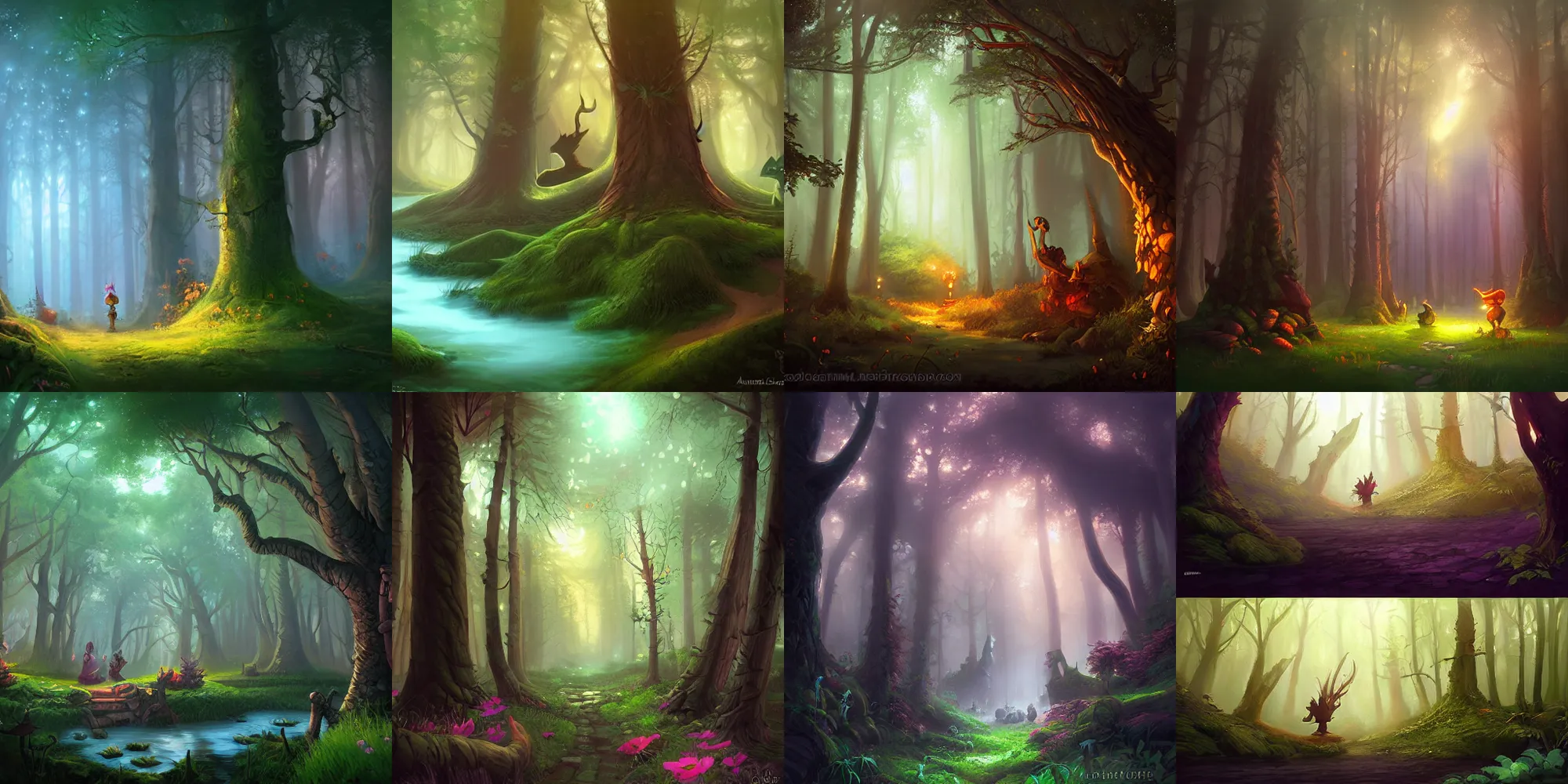 Prompt: enchanted magical fantasy forest by andreas rocha