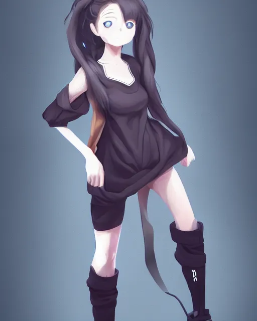 Image similar to Anime girl wearing rick owens, art of 'fan yang' and ‘B.c.N.y.’ and Toni Infante, concept art, digital painting, trending on artstation