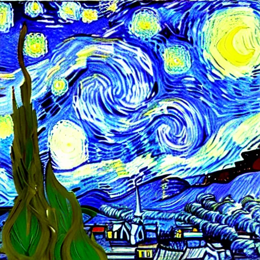 Image similar to christmas with van gogh, realistic