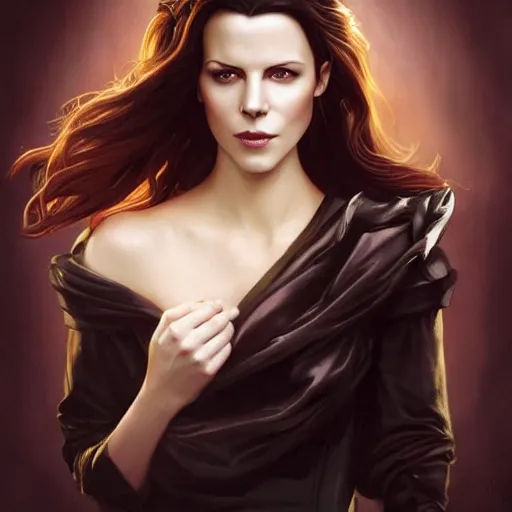 Image similar to the ultimate vampire, kate beckinsale, smokey eyes, trending on / r / moreplatesmoredates, oil on canvas artstation by j. c. leyendecker and edmund blair leighton and charlie bowater octane render