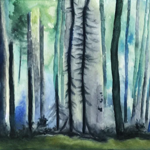 Prompt: dark forest, watercolor, oil painting