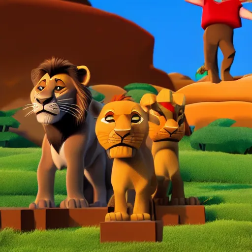 Image similar to lion king in roblox world movie