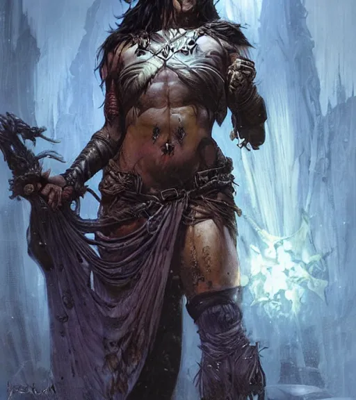 Image similar to a evil female half - orc fantasy priestess, art by karol bak and mark brooks and greg rutkowski, centered