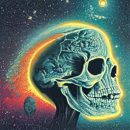 Image similar to ngc 3132 melting mysterious skull landscape by Casey Weldon, dan mumford 8k ultra high definition, upscaled, edge of the world, image credit nasa nat geo