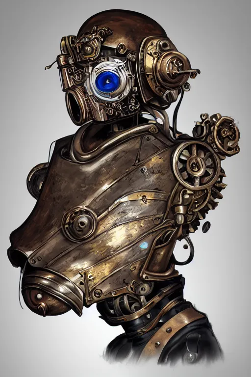 Image similar to steampunk helmet fantasy art mask robot ninja stylized digital illustration sharp focus, elegant intricate digital painting artstation concept art global illumination ray tracing advanced technology chaykin howard and campionpascale and cooke darwyn and davis jack