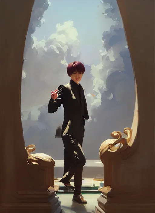 Prompt: bts, kpop, painting by sargent and leyendecker, asymmetrical, intricate, elegant, matte painting, illustration,, by rhads, by greg rutkowski, by greg tocchini, by james gilleard, by joe fenton