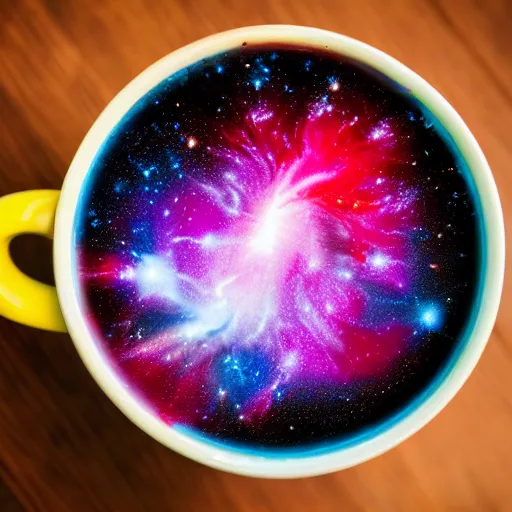 Prompt: colorful nebulae in a coffee cup