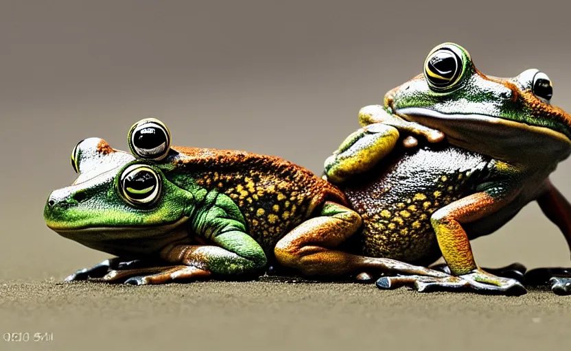 Image similar to frogs playing polo, highly detailed, extremely high quality, hd, 4 k, 8 k, professional photographer, 4 0 mp, lifelike, top - rated, award winning, cinematic, realistic, detailed lighting, detailed shadows, sharp, no blur, edited, corrected, trending