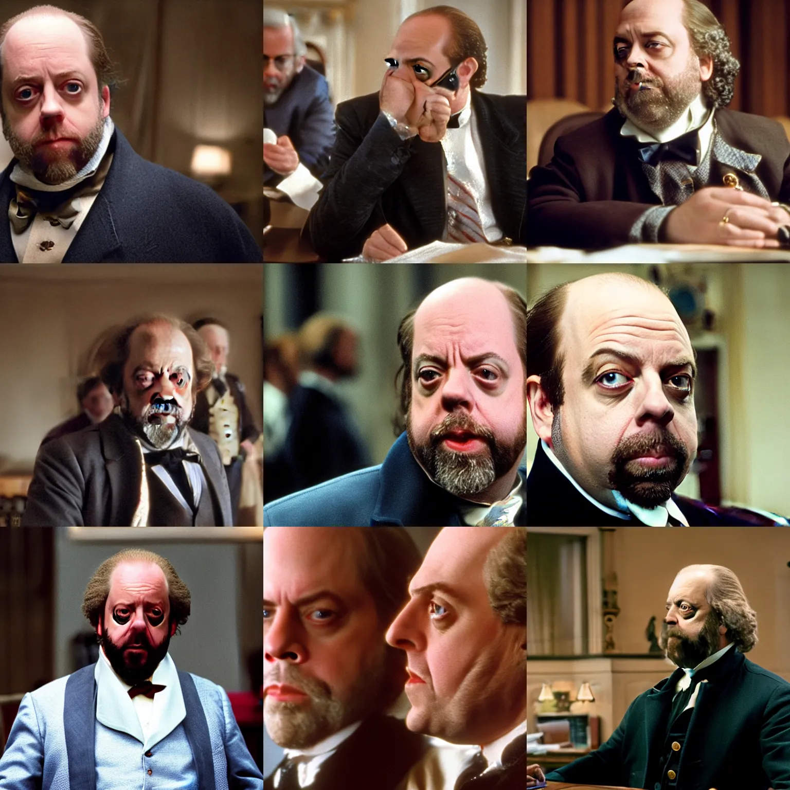 Prompt: paul giamatti portrays george washington, movie still, all the presidents men