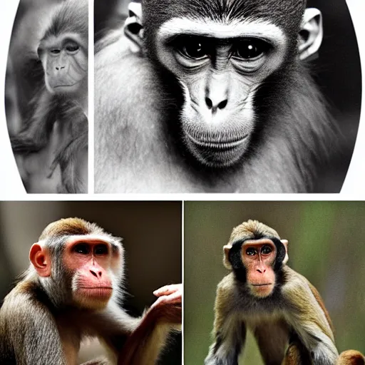 Image similar to evolution from monkey to man, 4 pictures,