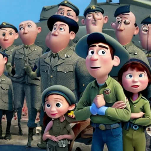 Prompt: a pixar movie about world war 2