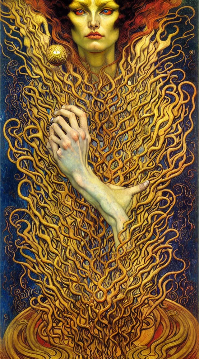 Image similar to Divine Chaos Engine by Karol Bak, Jean Delville, William Blake, Gustav Klimt, and Vincent Van Gogh, symbolist, visionary