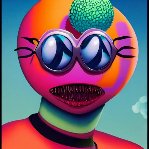 Image similar to Lofi vaporwave portrait tennis ball monster, Pixar style, Tristan Eaton, Stanley Artgerm, Tom Bagshaw