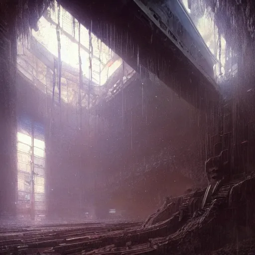 Prompt: lost and alone in a vast future sci - fi cyberpunk brutalist megastructure temple by gustave dore and gustave moreau and beksinski and giger and craig mullins and jeremy mann