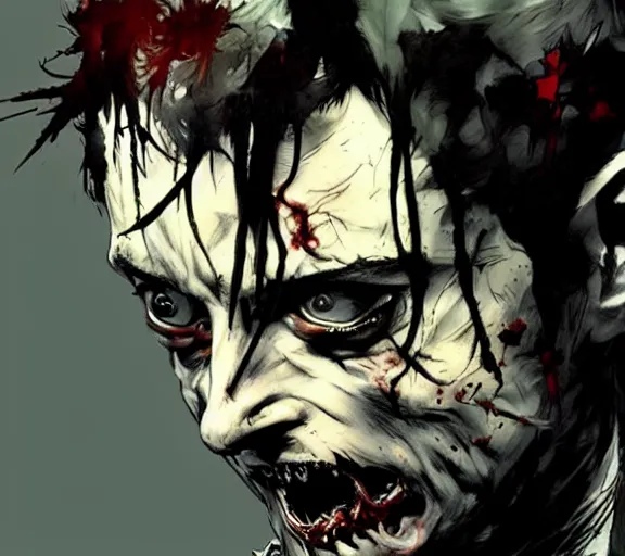 Prompt: a zombified elijah wood, comic book art, by yoji shinkawa and takehiko inoue and kim jung gi, masterpiece, perfect