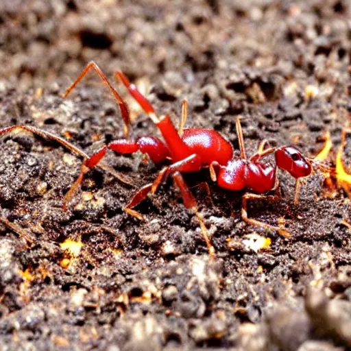 Prompt: fire ants burning in hell