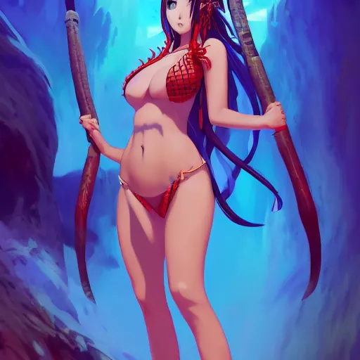 Prompt: anime portrait of a beautiful woman in bikini undress as a shaman yedi using dark force to eliminate trump as an anime antagonist by Stanley Artgerm Lau, WLOP, Rossdraws, James Jean, Andrei Riabovitchev, Marc Simonetti, and Sakimichan, trending on artstation