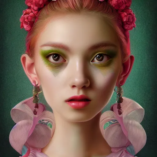 Prompt: a portrait of an beautiful young women, bright colors highly detailed, ultra realistic digital painting, rococo, japonisme, artstation, concept art, pop, smooth, sharp focus, illustration, art by mark ryden 3 d 8 k ultra detailed