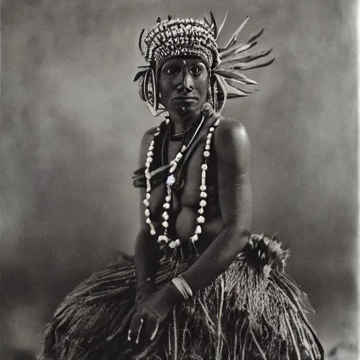 Prompt: vintage photo of a west African manding queen by edward s curtis, photo journalism, photography, cinematic, national geographic photoshoot