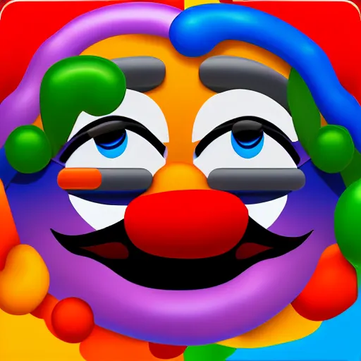 Prompt: clown emoji crying, sad clown, ios emoji