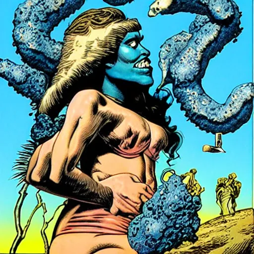 Image similar to blue skunk by richard corben style