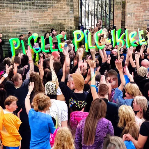 Image similar to a crowd of people worshipping a pickle