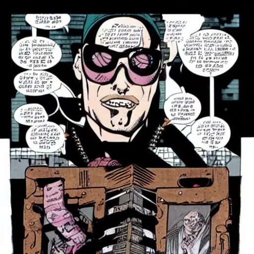 Prompt: spider Jerusalem from transmetropolitan making techno