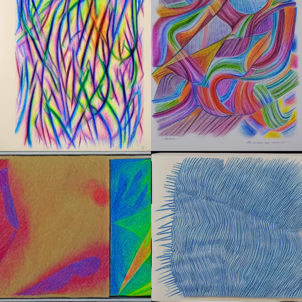 Prompt: processes, handwritten forms, repetition, ordering system, genetic code, tilting, obscuring, enlarged, reduced, distorted, chaos, Medium: colored pencil