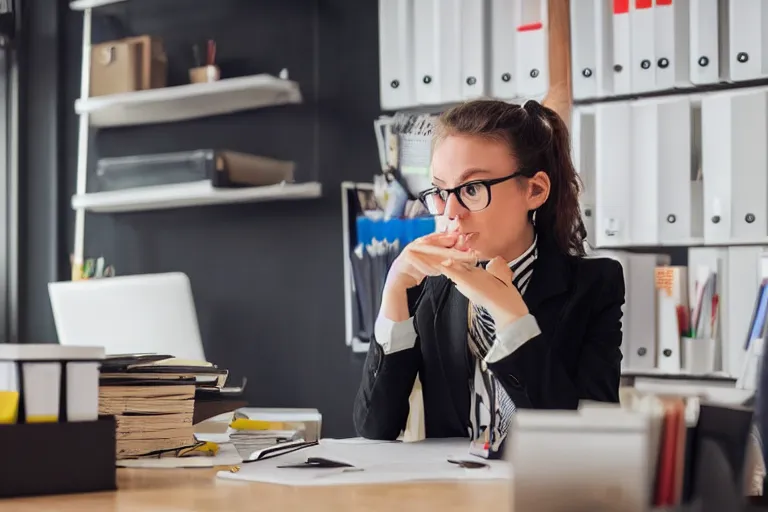 Prompt: a gremlin working in a busy office