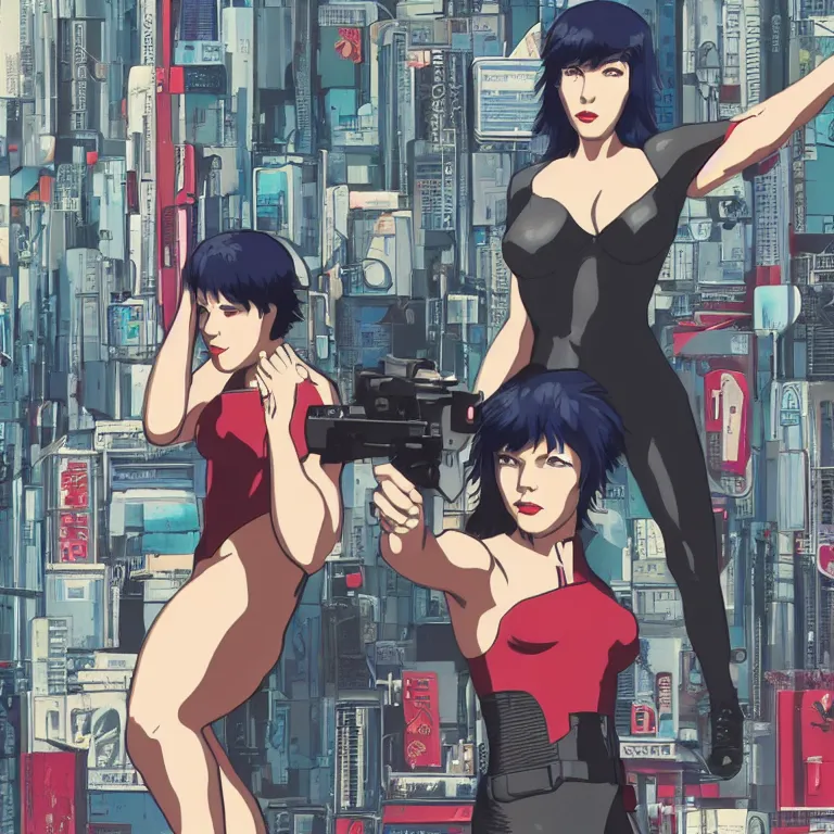 Image similar to ghost in the shell in style of soviet retro futurism