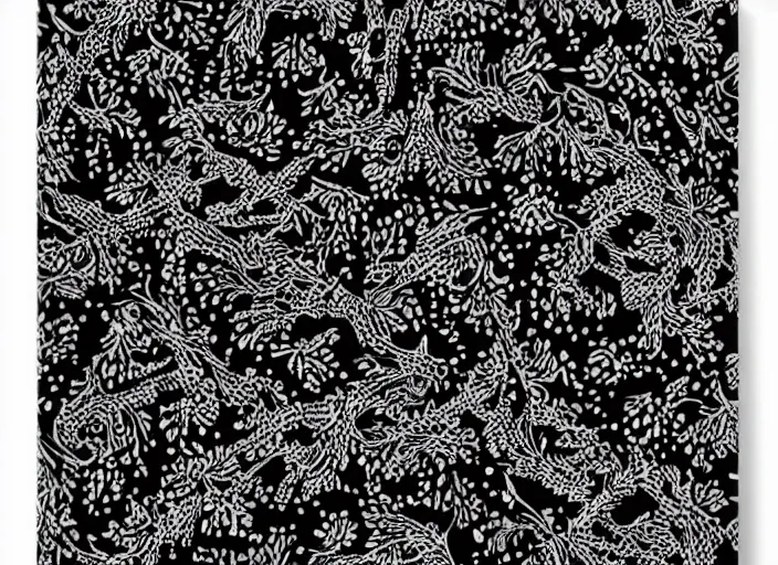 Prompt: pattern dobermage puppies, blackberries pattern, blackbirds, blackskulls, elegant, dark matte, insanely detailed and intricate, hypermaximalist, elegant, ornate, hyper realistic, super detailed, by James Audubon