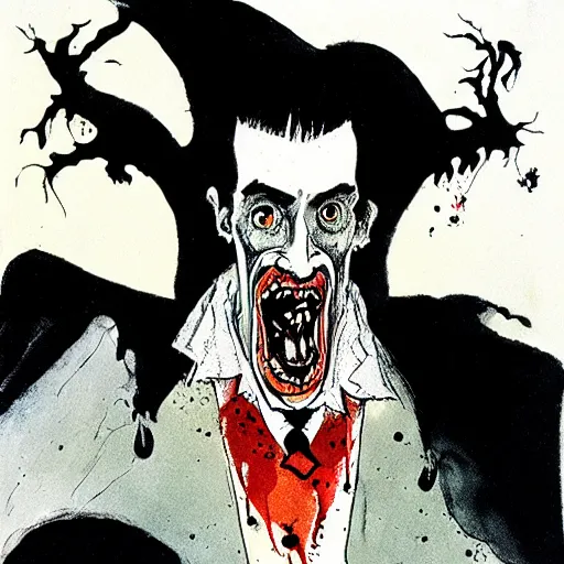 Image similar to portrait of dracula by ralph steadman