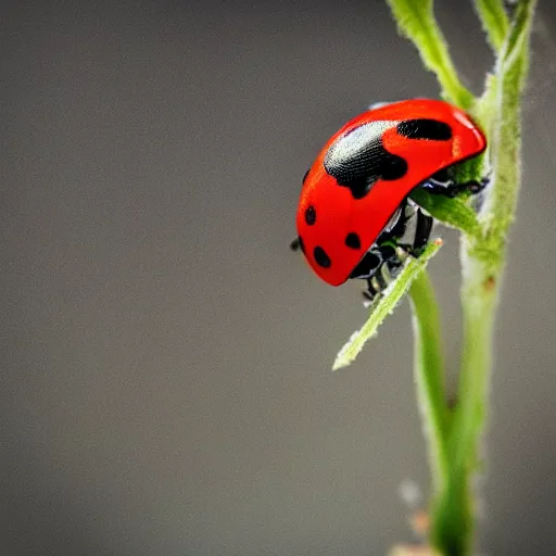 Prompt: Macro shot of a ladybug on a flower