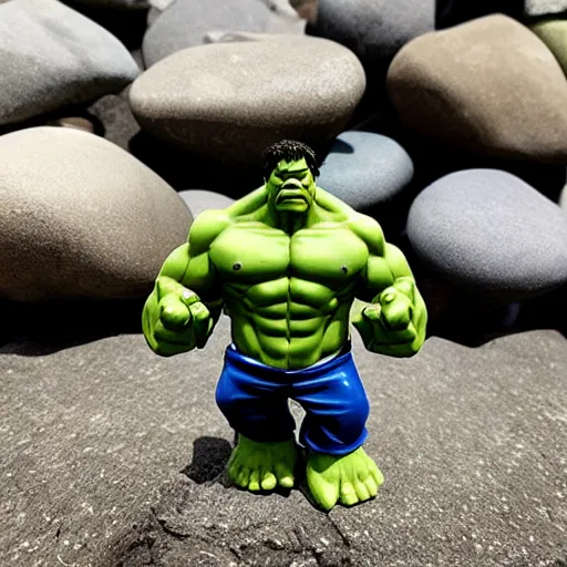 Image similar to realistic rock figurine, hulk toy