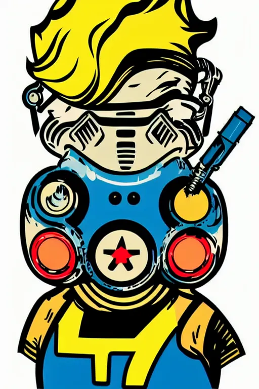 Image similar to fallout 7 6 retro futurist illustration art by butcher billy, sticker, colorful, illustration, highly detailed, simple, smooth and clean vector curves, no jagged lines, vector art, smooth andy warhol style