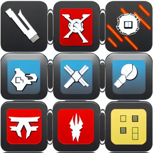 Image similar to combat skill icons from a cyberpunk style MMORPG