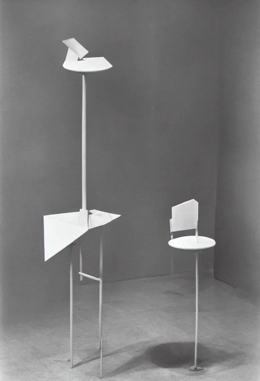 Image similar to minimal machine by Marcel Duchamp, simple readymade object on a pedestal, empty room, archive photography