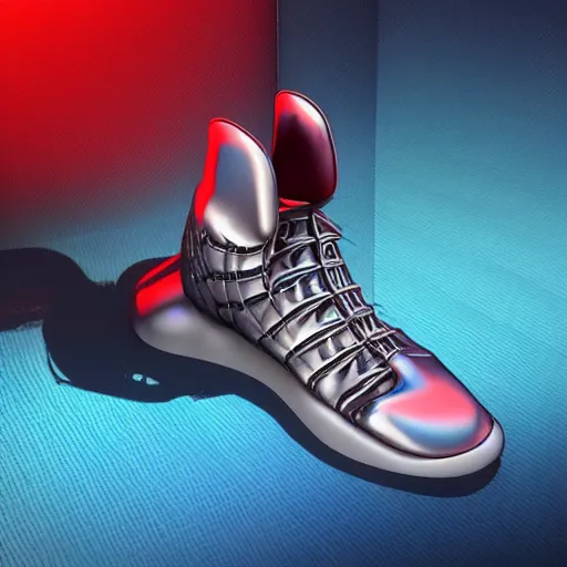 Prompt: futuristic balenciaga and vetements sneakers in giger style on gradient background, colorful, ultra rendered extreme realism and detail, 8 k, highly detailed, realistic, pbr, photorealistic