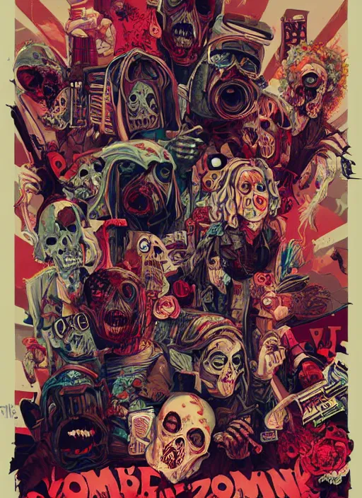 Image similar to zombie punk band poster, tristan eaton, victo ngai, artgerm, rhads, ross draws