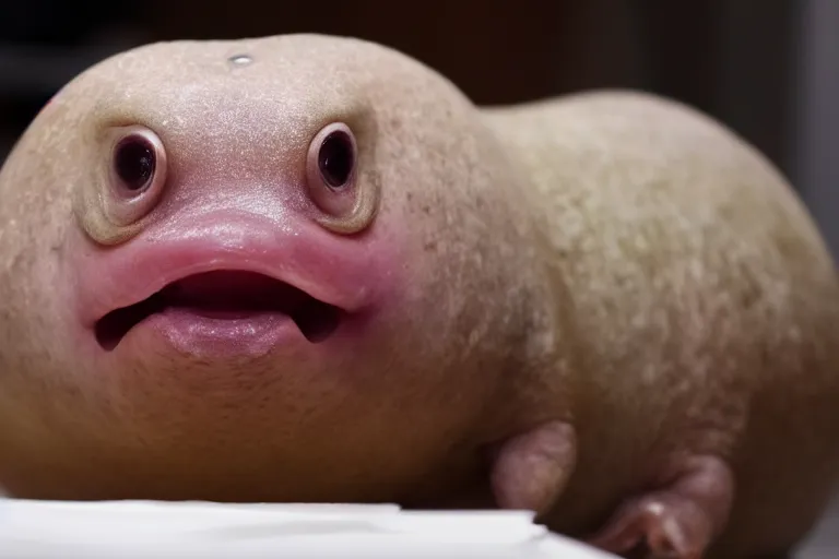 a blob fish getting anxious at a job interview,, Stable Diffusion