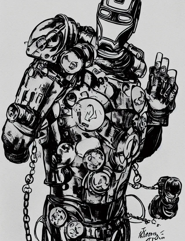 Image similar to ironman in the style of Dieselpunk/Decopunk