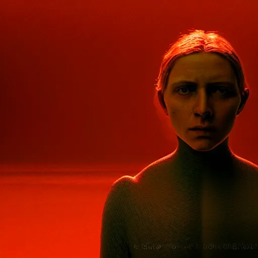Image similar to colour aesthetic highly detailed photography scene, characters with hyperrealistic highly detailed faces. from dune ( 2 0 2 1 ) by alejandro hodorovski and denis villeneuve and gregory crewdson style with many details by andrei tarkovsky and caravaggio in sci - fi style. volumetric natural light hyperrealism photo on red dsmc 3 system