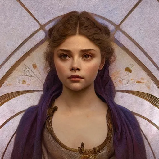 Image similar to beautiful lifelike award winning marble statue bust artistic chloe grace moretz trending on art station artgerm greg rutkowski alphonse mucha museum quality cinematic atmospheric