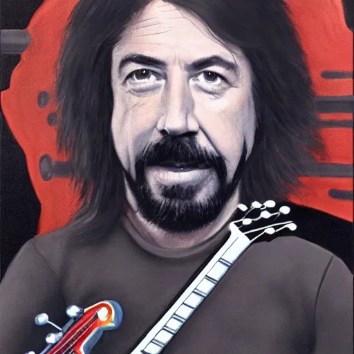 Image similar to wookie dave grohl, flying millenium falcon, hans solo playing drums in background, hyperrealism